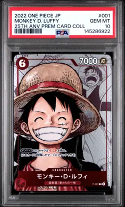 2022 ONE PIECE JPN 25TH ANNIVERSARY PREMIUM COLLECTION MONKEY D. LUFFY PSA 10 - Image 1