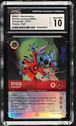 Disney Lorcana GRADED 2023 Stitc Abomination 21/P1 Disney100 Promo 10 CGC ENG - Image 1