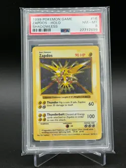 PSA 8 Zapdos 16/102 - Shadowless Base Set Holo Rare - Pokemon Card - Image 1