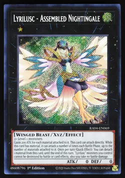Lyrilusc - Assembled Nightingale (Secret Rare) RA04-EN069 Yugioh TCG Card Secret - Image 1