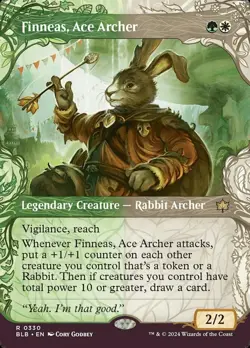 MTG Finneas, Ace Archer - Foil - Showcase, Bloomburrow, Moderately Played, Engli - Image 1