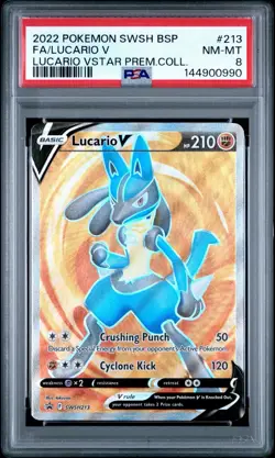 2022 POKEMON SWSH BLACK STAR PROMO #213 FULL ART/LUCARIO VSTAR PSA 8 NM-MT - Image 1