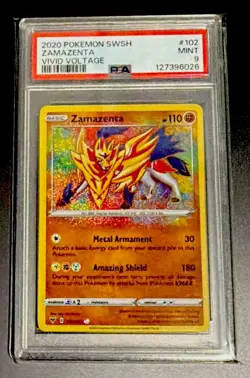 2020 Pokemon Sword & Shield Vivid Voltage ZAMAZENTA 102 PSA 9 MINT - Image 1