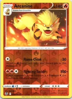 ARCANINE 020/195 SILVER TEMPEST POKEMON REVERSE HOLO NM/M - Image 1