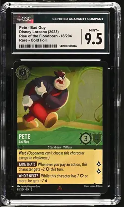 Disney Lorcana GRADED Pete Bad Guy 88/204 Rise Floodborn Rare 9.5 CGC ENG - Image 1