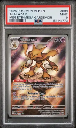 2025 POKEMON MEP EN-ME BLACK STAR PROMO #009 ALAKAZAM PSA 9 - Image 1