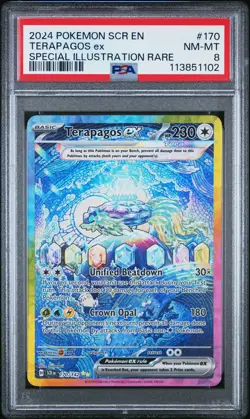 Terapagos Ex Pokemon Scr En-Stellar Crown 170/142 PSA 8 - Image 1