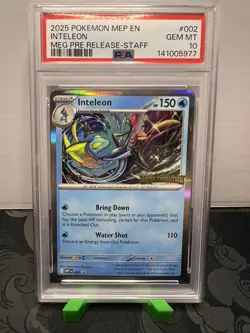 2025 POKEMON MEP EN-ME BLACK STAR PROMO | INTELEON STAFF STAMPED #002 PSA 10 - Image 1