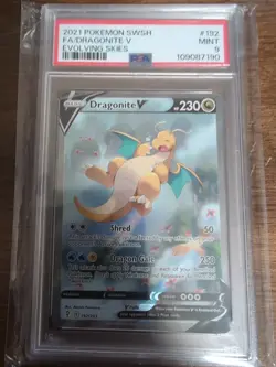 Pokemon TCG Dragonite v Evolving Skies Holo Ultra Rare Card 192/203 PSA 9 - Image 1