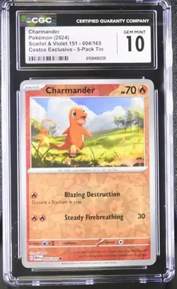 ✨✨ CGC 10 Charmander 004/165 Reverse Holo Pokemon Costco Exclusive 151 - Image 1