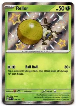 Rellor 108/091 Shiny Rare Paldean Fates Pokemon Holo Near Mint - Image 1