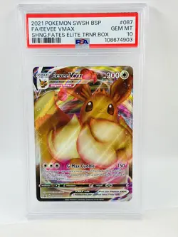 2021 Pokemon SWSH BSP FA / Eevee VMAX Shng. Fates Elite Trnr. Box #087 PSA 10 - Image 1