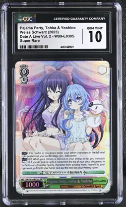 Weiss Schwarz GRADED Pajama Tohka Yoshino Date A Live Vol.2 SR 10 CGC ENGLISH - Image 1