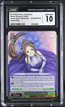 Weiss Schwarz GRADED Party Dress Sortiliena SAO SR 10 CGC ENGLISH - Image 1