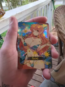Nami Girl Waifu Trading Card Holofoil Anime Girl One Piece Fan Art - Image 1