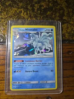 Pokemon TCG Alolan Ninetales Cracked Ice Holo Card 28/147 Burning Shadows Series - Image 1