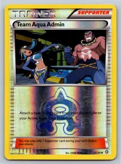2015 Team Aqua Admin 25/34 Uncommon Pokemon Card Double Crisis Reverse Holo MP - Image 1