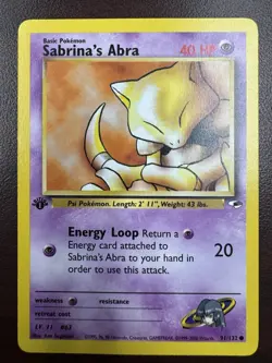 Pokemon Card Sabrina's Abra Gym Heroes 1st Edition Common 91/132 LP+ - Image 1