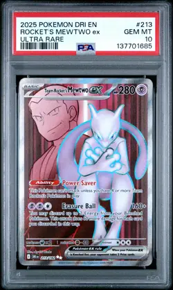 2025 POKEMON DRI EN-DESTINED RIVALS ULTRA RARE TEAM ROCKET'S MEWTWO EX PSA 10 - Image 1