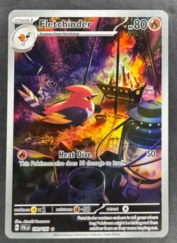 Pokemon Fletchinder Illustration Rare Holo SV02 Paldea Evolved 199/193 NM - Image 1
