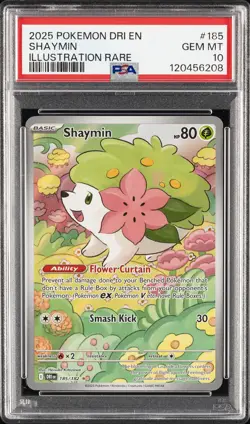 2025 POKEMON DRI EN-DESTINED RIVALS ILLUSTRATION RARE #185 SHAYMIN PSA 10 - Image 1