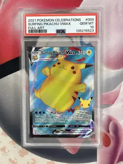 Pokemon Pikachu VMAX Celebrations Surfing PSA 10 - Image 1