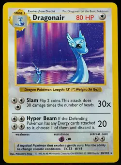 Dragonair #18/102 Base Set Shadowless Pokemon Card - Image 1
