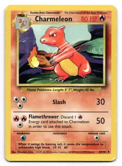 Charmeleon MP 24/102 Base Set Unlimited Pokemon Uncommon - Image 1