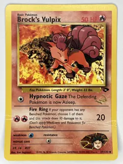Brock's Vulpix HP DMG W Stamp 37/132 Gym Challlenge WOTC Promo Pokemon TCG Reg - Image 1