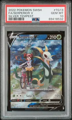 2022 Pokemon SWSH Silver Tempest #TG13 FA Serperior V PSA 10 Gem Mint With Rosa - Image 1