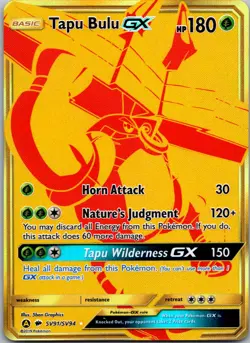 Tapu Bulu GX #SV91/SV94 Holo Rare Gold Hidden Fates: Shiny Vault Pokemon NM - Image 1
