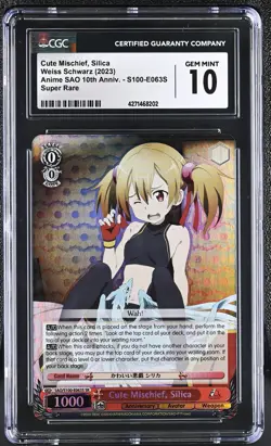 Weiss Schwarz GRADED Cute Mischief Silica SAO SR 10 CGC ENGLISH - Image 1