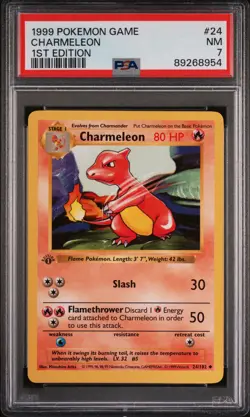 Pokemon Card Charmeleon 24/102 1st Edition PSA 7 Shadowless Base Set - Image 1