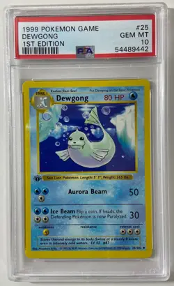 Pokemon - Base Set 1st Edit. 1999 Shadowless "DEWGONG" PSA 10 GemMint #25/102. - Image 1