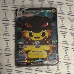 Pokemon Greymon Pikachu Vcos Cosmax 001/055 Full Art Holo 999 HP English - Image 1