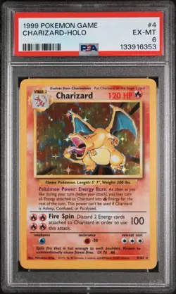 1999 Pokemon Base Set Charizard Rare Holo PSA 6 #4/102 - Image 1