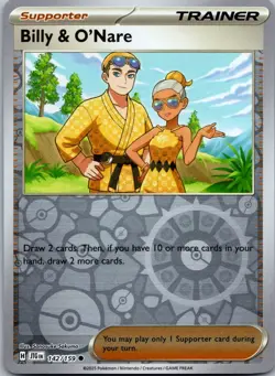 Billy & O'Nare 142/159 - SV09: Journey Together Pokemon TCG NM Reverse Holofoil - Image 1
