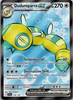 Dudunsparce ex 178/159 - SV09: Journey Together Ultra Rare Pokemon TCG NM - Image 1