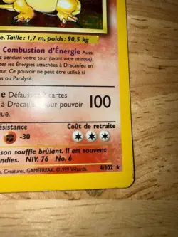 Pokemon Charizard Dracaufeu Base Set Holo 4/102 Moderate Condition - Image 3