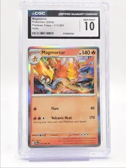 MAGMORTAR 2024 POKEMON PALDEAN FATES RARE HOLO GEM MT 010/091 CGC 10 Q6484 - Image 1