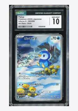 Pokemon CGC 10 GEM MINT Piplup AR 2025 085/080 M2 Japanese - Image 1