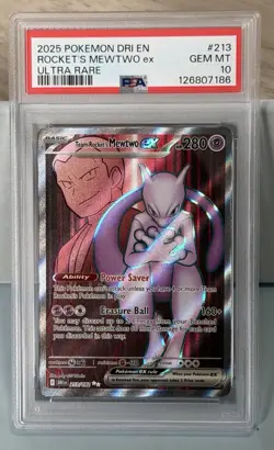 2025 Pokemon SV Destined Rivals DRI EN Team Rocket's Mewtwo ex #213/182 PSA 10 - Image 1