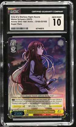 Weiss Schwarz GRADED Aria Starless Night Asuna SAO SR 10 CGC ENGLISH - Image 1