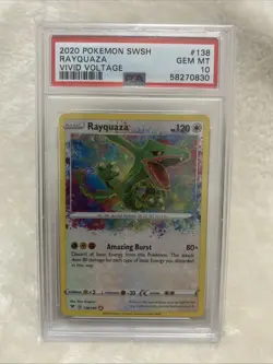 Pokemon Card PSA 10 Rayquaza Amazing Rare 138/185 Vivid Voltage Holo 2020 #1 - Image 1