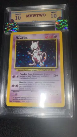 mewtwo 10/102 graded 10 mint PGC old 1999 pokemon card holo rare - Image 1