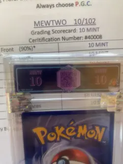 mewtwo 10/102 graded 10 mint PGC old 1999 pokemon card holo rare - Image 3