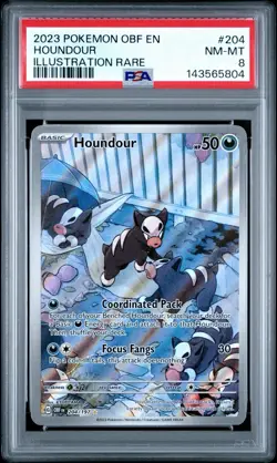 Houndour Obsidian Flames Holo Card 204/197 SV03 PSA 8 NM-MT - Image 1