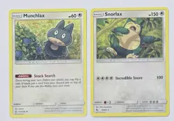 Snorlax 50/68 & Munchlax 173/236 2x Pokemon Cards 2019 NM - Image 1