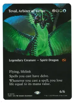 MTG Teval Arbiter of Virtue Borderless Tarkir Dragonstorm Magic the Gathering - Image 1