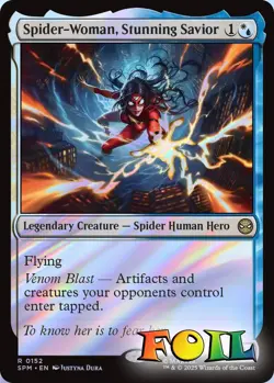 Spider-Woman, Stunning Savior 0152 MTG Marvel's Spider-Man Rare NP Foil - Image 1